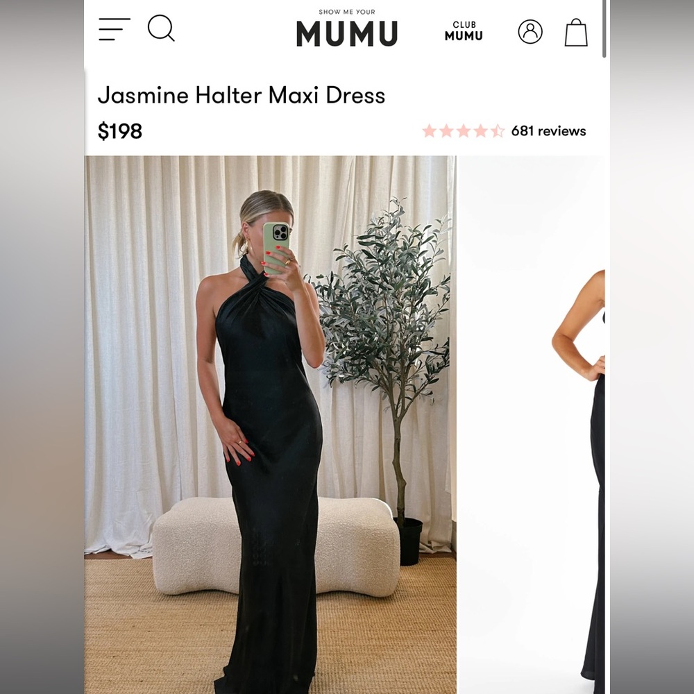 Show Me Your Mumu Jasmin Halter Maxi Dress Black Luxe Satin